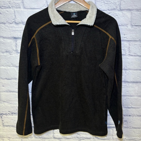 Kuhl Sweater Mens L Brown Alfpaca 1/4 Zip Pullover Sherpa Collar Hike Outdoor - Picture 2 of 14